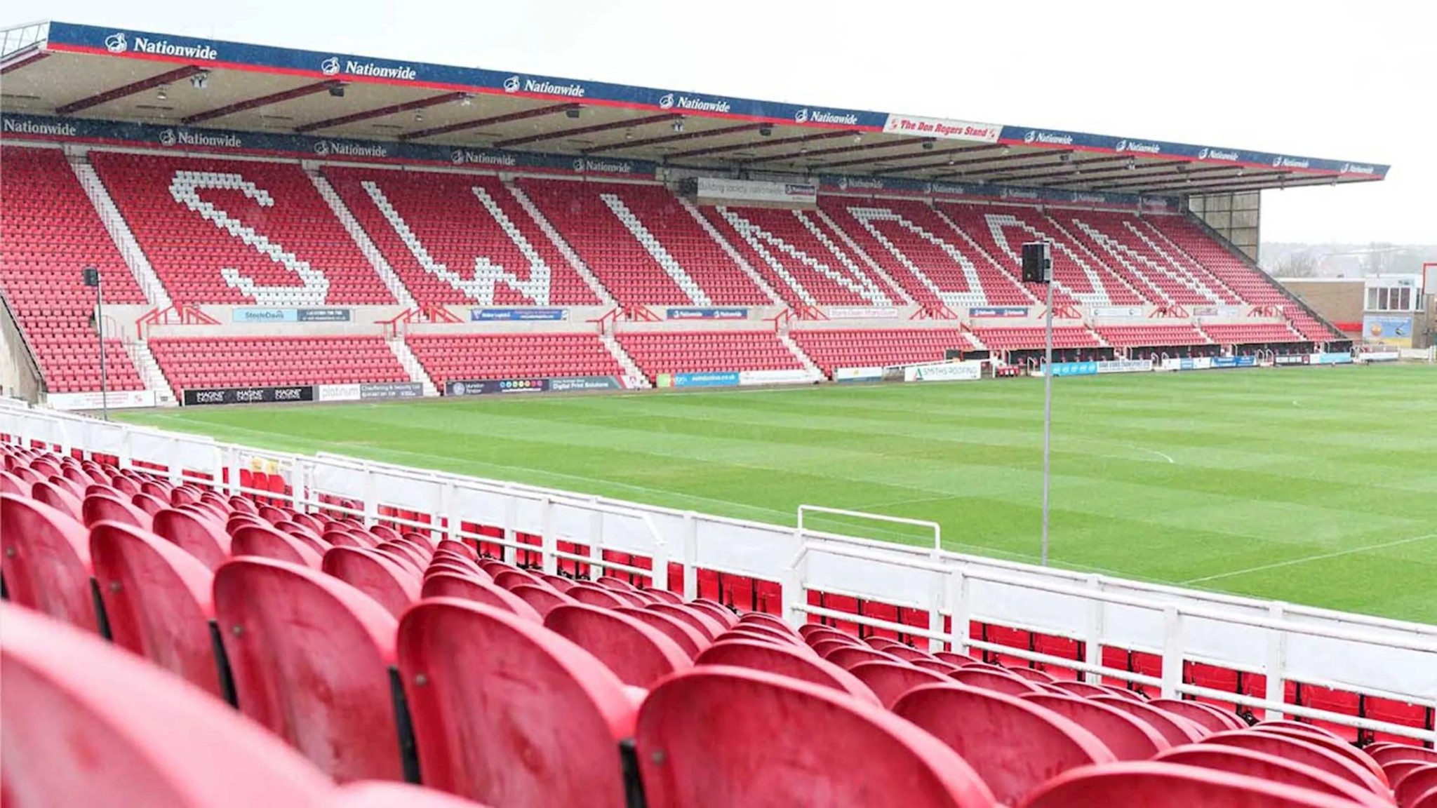 County Ground stadium with SWINDON seating and Don Rogers Stand