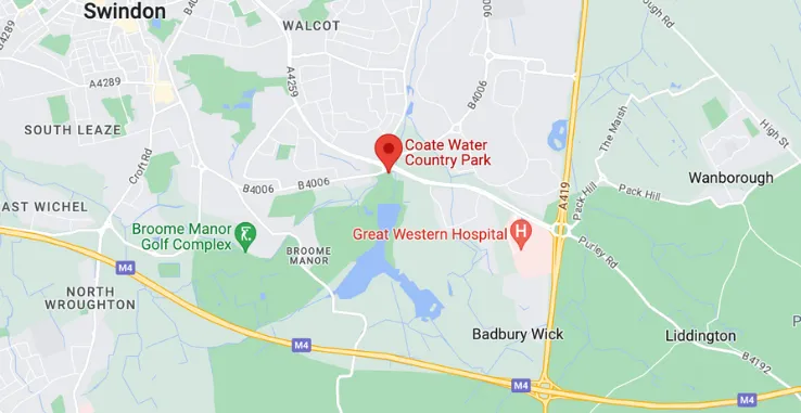 Coate Water Location on a Map